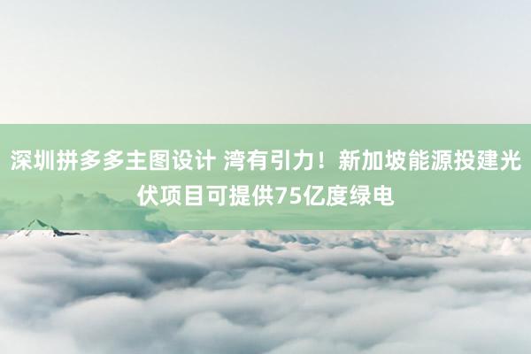 深圳拼多多主图设计 湾有引力！新加坡能源投建光伏项目可提供75亿度绿电